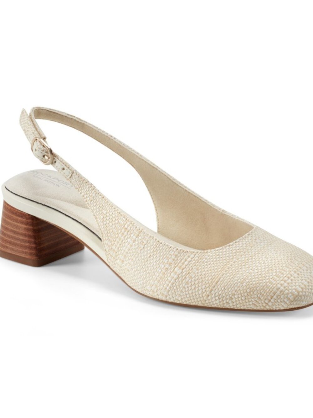 Rockport Danna 2 Ivory Textured Slingback Block Heel Pumps Women’s Size 8 - Picture 9 of 9